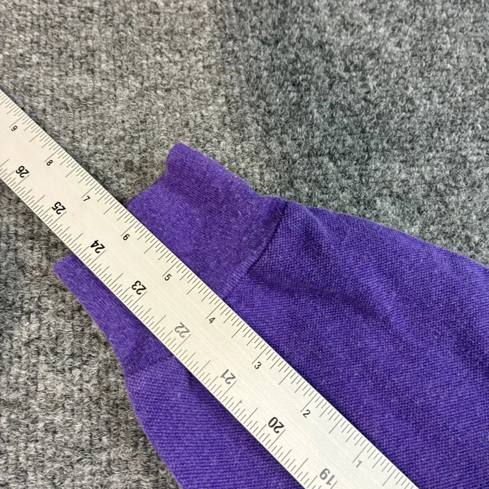 Polo Ralph Lauren Mens Purple Long Sleeve Pique Polo Shirt Green Pony Logo M